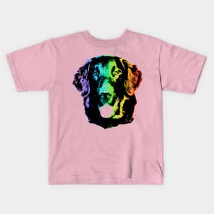 Rainbow Flat-Coated Retriever Kids T-Shirt